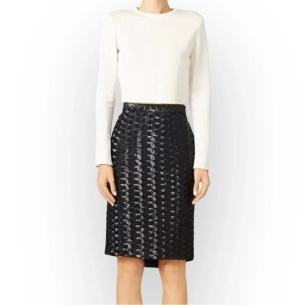 Hunter Bell Brody Black Sequin Pencil Skirt 6
